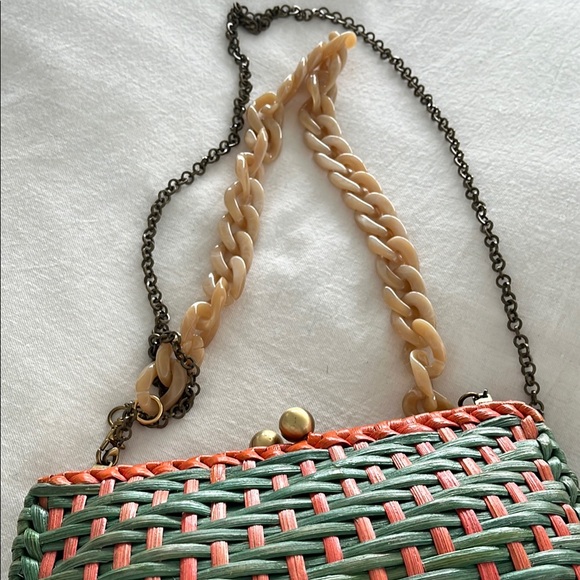 Serpui Marie Woven Green and Orange Convertible Clutch - Picture 5 of 5
